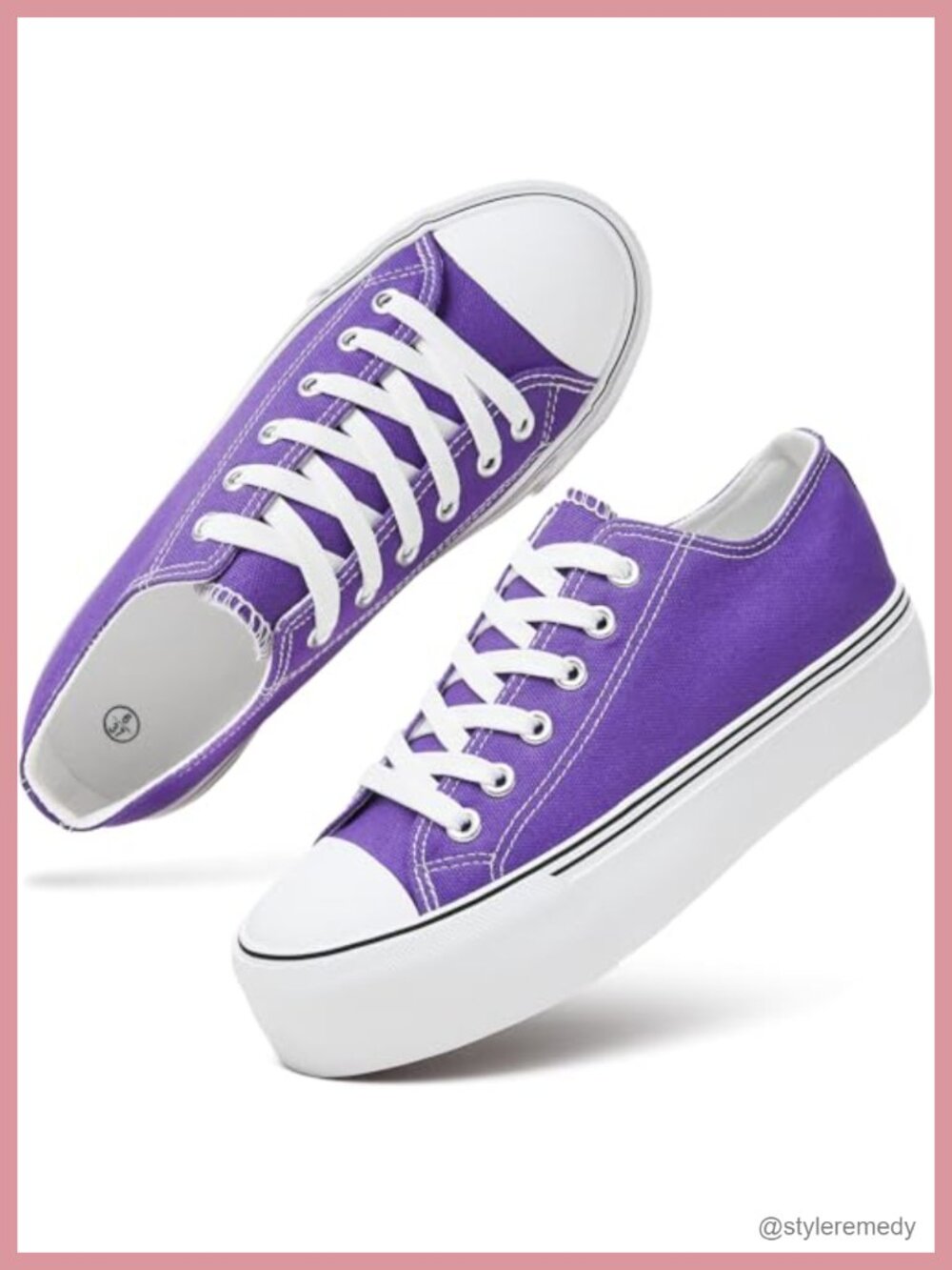 Platform Canvas Sneakers Lace-Up Tennis Shoes Memory Foam Casual